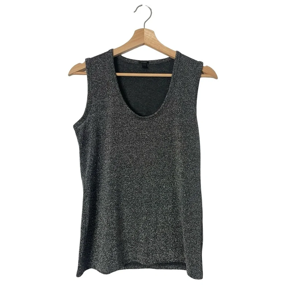 J.Crew Metallic Silver Scoop Neck Tank Top – Shimmery Sparkle, Size Small - Picture 2 of 9